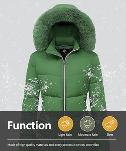 Women's Lightweight <b>Packable</b> Hooded Winter Quilted Puffer <b>Jacket</b> Detachable Sleeves Hat Zipper Closure Water Resistant Fur Wool - Product Image 6