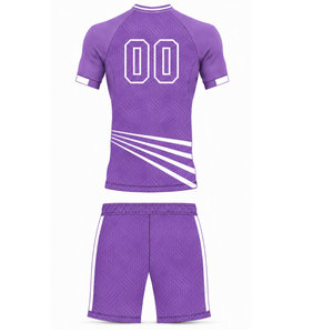 Ensemble short et maillot de football violet respirant pour homme – Tenue d'entraînement sportive haute performance pour équipe - Product Image 2