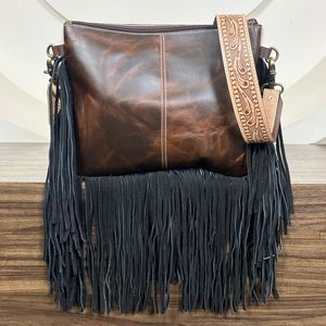 Haute qualité femmes sacs à main concepteur usiné à la main en cuir de vachette frange sac à bandoulière luxe messager épaule fermeture éclair sac à main - Product Image 5