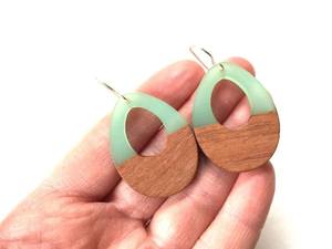 Handmade Wood And <b>Resin</b> Teardrops Natural Charm Wood And <b>Resin</b> Earrings Grain Wood And <b>Resin</b> Earrings <b>Resin</b> <b>Crafts</b> - Product Image 2