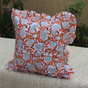 Fundas de Cojín con Estampado Floral Vintage Indio, Mezcla de Algodón y Lino, con Volantes Coloridos - Product Image 2