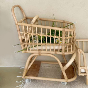 Carrito de compras de ratán para niños con ruedas, carrito de supermercado de alta calidad, juguete a precio económico, carritos de mercado. - Product Image 1