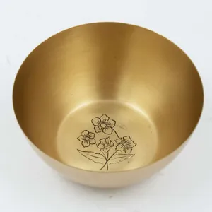 Golden serveware brass dish bowl modern kitchen decorative elegant <b>small</b> <b>container</b> food stylish luxury polished - Product Image 1