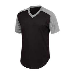 Vêtements de sport, vêtements d'extérieur, maillots de sport à manches courtes, col en V, couleur gris et noir, col en V, matériau personnalisé - Product Image 1