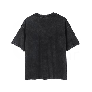 Camiseta de algodón negra oversize para hombre, manga corta, diseño vintage de batería, cuello redondo, ajuste tipo jersey - Product Image 2