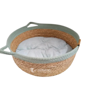Cesta para Mascotas de Cuerda de Algodón y Pasto Marino con Asas, Acogedor Nido Redondo para Gatos y Perros Pequeños - Product Image 2