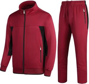Conjunto de chándal informal atlético con cremallera completa para hombre Traje de sudadera de manga larga con chaqueta y pantalones de lana con logotipo personalizado Trajes de 2 piezas - Product Image 1
