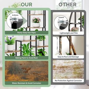 Support à plantes métallique robuste à 8 niveaux, 71 pouces de hauteur, pour éclairage de culture intérieur, grand support carré pour fleurs, étagères en forme d'échelle de 71 pouces - Product Image 6