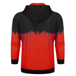 Sweat-shirt à capuche personnalisé pour homme, rouge et noir, effet ombré, impression par sublimation, fermeture éclair intégrale, en molleton, veste streetwear tendance - Product Image 3