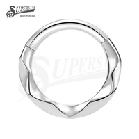 SUPERSTAR Anneau de nez clicker segmenté articulé en acier inoxydable 316L hypoallergénique à design facetté, bijou de piercing corporel