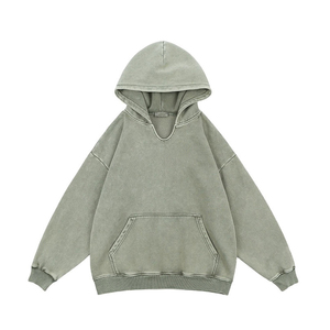 Acid Wash <b>Hoodie</b> for <b>Men</b> – <b>Oversized</b> Relaxed Fit Heavy Cotton Hooded Sweatshirt with Soft <b>Fleece</b> Lining for Streetwear and Daily - Product Image 5