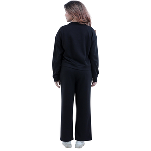 Women Fleece Crew Neck Sweatshirt Tracksuit Set Wide Leg <b>Trousers</b> Relaxed Fit Casual Winter Two Piece Lounge Outfit - Product Image 2