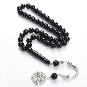 Rosario Musulmán de Resina Blanco y Negro de 10 mm con 45 Cuentas, Regalo Musulmán, Cuentas de Oración Islámicas, Joyería - Product Image 5