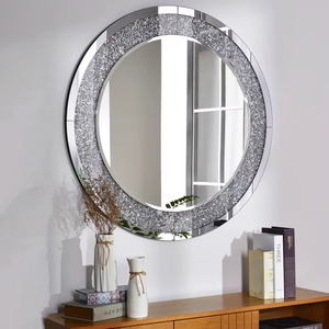 Crushed Diamond Crystal Wall <b>Mirror</b> Golden Framed Handmade Contemporary Decorative <b>Mirror</b> Living Room Bedroom Home Art REHMAN - Product Image 4