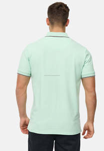 100% polos personnalisés pour hommes en coton biologique avec logo brodé T-shirt en piqué doux d'été vêtements décontractés respirants de haute qualité - Product Image 3