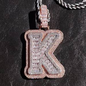 Luxury Moissanite Letter Pendants Sterling Silver Silver Plated Hip Hop Round Brilliant Cut Micro Insert Unisex Gift Charm - Product Image 5