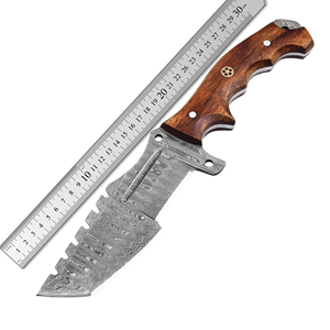 Cuchillo de Caza Premium Tracker Bushcraft, Acero de Damasco, Mango de Madera, Hecho a Mano, Alta Calidad, Pakistán - Product Image 5