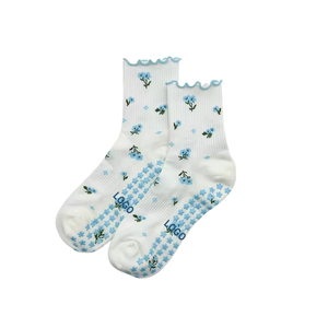 OEM Custom Autumn Pilates <b>Socks</b> Ruffled Cuff Crew <b>Socks</b> Non Slip Dot <b>Grip</b> Soft Comfortable Indoor Fitness Yoga Bottom Trendy - Product Image 4