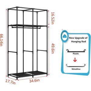 Armoire suspendue portable en métal noir de 34 pouces avec organisateur de rangement en tissu non tissé - Product Image 4
