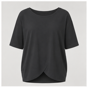เสื้อยืดคอกลมแขนสั้นทรงหลวมสำหรับผู้หญิง สีชาร์โคล รุ่น WTS-0160 - Product Image 1