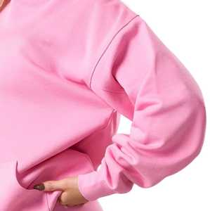 เสื้อฮู้ดสีชมพูอ่อนสำหรับผู้หญิง ผ้าฟลีซ แขนยาว สไตล์ลำลอง สตรีทแวร์ ทรงหลวม สัมผัสนุ่ม ใส่สบายทุกวัน - Product Image 5