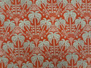 Tela tejida bordada con palmeras rojas, de algodón, transpirable y ligera, ideal para la confección de vestidos, saris y kurtis para niñas y mujeres. - Product Image 4