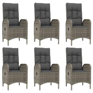 Conjunto de Comedor de Jardín de Ratán Gris para 6 Personas, Muebles de Exterior Resistentes a la Intemperie, Diseño Contemporáneo - Product Image 6