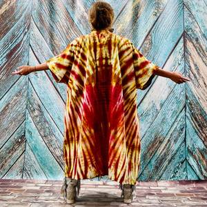 Belle Nouveau Kimono Robe D'été Surdimensionné Vacances Look Boho Festival Bohème Boho Chic À La Mode Femmes Tie Dye Kimono - Product Image 5
