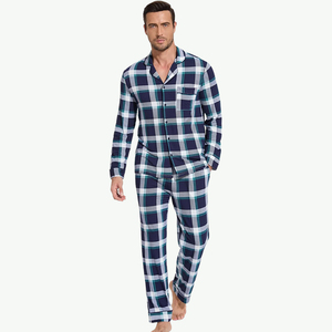 Men Sleepwear Knitted Print Pajama Pants Custom Organic Bamboo Long Sleeve Home Lounge Wear Sleepwear - Product Image 1