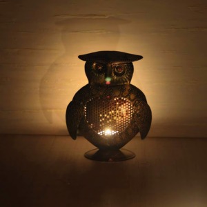 Porte-bougie décoratif en forme de hibou, fait main en fer forgé, bronze antique, haute qualité, écologique, décoration de table pour la maison - Product Image 2