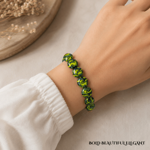 Premium Handmade Lampwork Glass <b>Beads</b> <b>Bracelet</b> 25mm Swirl Disc Design for Fashion Jewelry Statement Accessories and Elegant Gift - Product Image 2