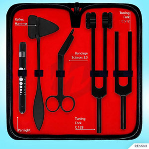 Kit de diagnostic manuel 6 pièces en acier inoxydable argenté : Marteau de réflexes Taylor C 128, Diapasons C 512, Ciseaux à bandes, Jauge pupillaire - Product Image 4