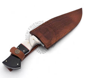 Nouvelle édition, vente en gros, couteau Bowie artisanal en acier Damas de 13 pouces, couteau à lame fixe, couteau de chasse en plein air avec manche en corne d'os - Product Image 3