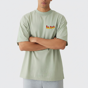 Heavyweight Worsted 210GSM Eco-Friendly Quick Dry Custom Printed Logo Loose Fit Drop Shoulder Hip Hop 100% Cotton man tee - Product Image 1