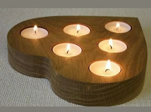 Heart Shape Wooden <b>Tea</b> Light Holder With Embossed Leaf Pattern Rustic Home Decoration Valentin Day Gift - Product Image 2
