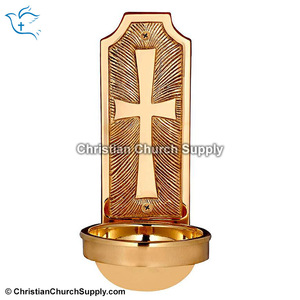 อ่างน้ำมนต์ |   อ่างน้ำมนต์ทองเหลืองติดผนังสำหรับโบสถ์ – บริษัทส่งออก - Product Image 2