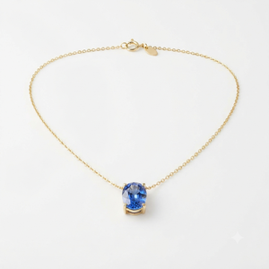 Collar con Colgante de Zafiro en Forma de Pera, Cuarzo Creado en Laboratorio, Cadena de Eslabones, Plata de Ley 925, Chapado en Oro, para Mujer, Regalo - Product Image 1