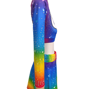 Uniformes de cheerleading pour femmes sur mesure en gros, ensembles de haute qualité, tenues sexy imprimées avec strass - Product Image 3