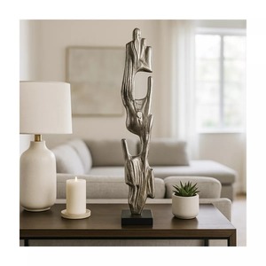 Support de bougie abstrait en argent, 27 cm de haut, décoration d'intérieur durable - Product Image 6