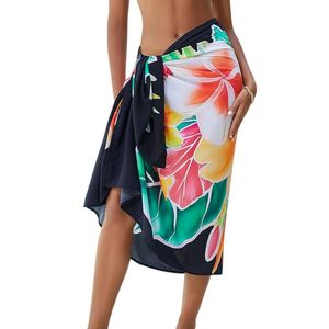 Pareo de playa para mujer, falda cruzada estampada con abertura alta para traje de baño, bikini, vacaciones de verano y fiestas - Product Image 1