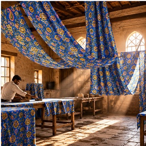 Blue Floral Hand Block Printed Cotton <b>Fabric</b> <b>Indian</b> Ethnic Textile Paisley <b>Fabric</b> Dress Material Wholesale Craft <b>Fabric</b> - Product Image 2