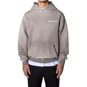 High Quality Cotton Oversize <b>Thick</b> <b>Fleece</b> Drop Shoulder Plain Pullover Fit Sweatshirt Custom Acid Washed Men Hoodie - Product Image 1
