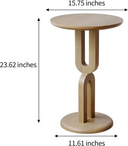 Solid Wood End Table with Sturdy <b>U</b>-Shaped Legs, Modern Side Table for <b>Living</b> Room & Bedroom, Natural Ash Wood, Easy Assembly - Product Image 2