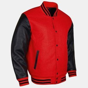Veste de baseball Varsity Lettermen la plus vendue, corps rouge et manches en cuir noir, tailles S-XL, toutes les couleurs disponibles - Product Image 1