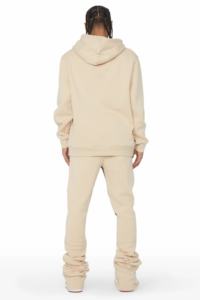 Ensemble pantalon de survêtement évasé personnalisé à capuche OEM pour hommes, poids lourd, coton éponge français imprimé bouffant, empilé, surdimensionné, décontracté pour l'hiver deux - Product Image 5