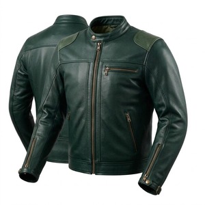 Boutique Quality Men's Long Thin Leather <b>Jacket</b> Motorbike Biker Gear Premium Leather Canvas Fabric Breathable Waterproof - Product Image 3