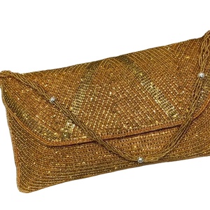 Bolsos de mano étnicos nupciales de lujo, bolsos de boda de noche de seda de cuero con patrones de mariposa cuadrados florales, forro de satén, uso diario - Product Image 1