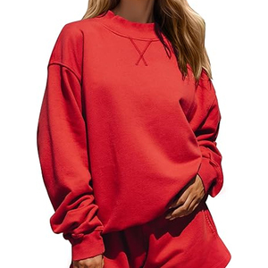 Customized Heavyweight Long Pullover Mock neck Printed Streetwear Sweatshirt Winter Oversized Women's 100% Cotton - Product Image 1