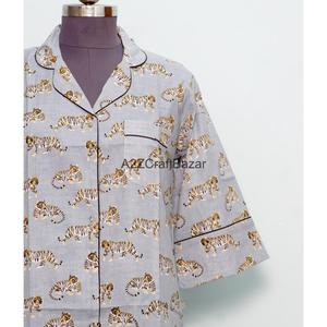 เดรสผ้าฝ้ายแท้ 100% คอปกพับ แขนทรงระฆัง พิมพ์ลายดอกไม้ด้วยมือ งานพิมพ์บล็อก  ความยาวปานกลาง สวมใส่สบายๆ สำหรับงานปาร์ตี้ฤดูร้อน - Product Image 3