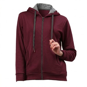 Best Edition Women's Winter Hoodie Front <b>Zipper</b> Closure Embroidery 100% Cotton Fleece OEM ODM Service Acceptable Drawstring Hood - Product Image 2
